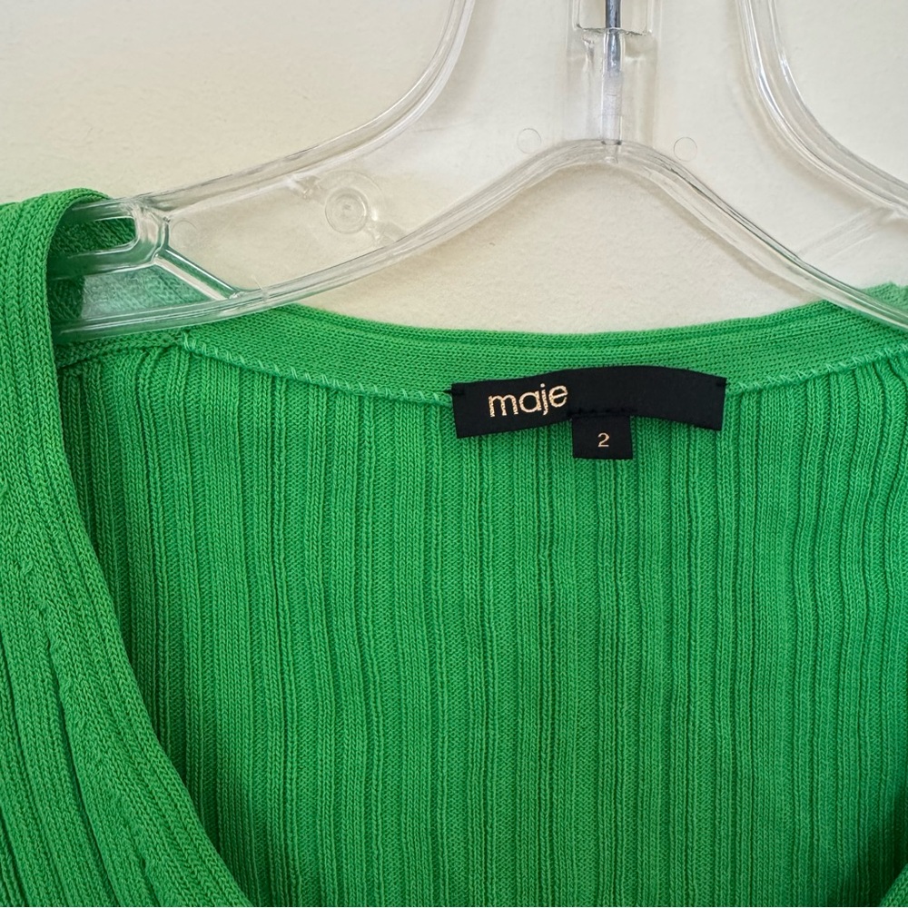 Maje Green Ribbed Cardigan - Picture 3 of 4